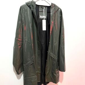 RAINS W3 Waterproof Long Jacket | Dark Green/Swamp | Small | NWT